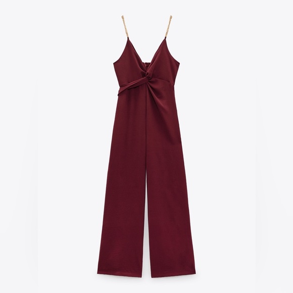 Zara Pants - Zara burgundy jumpsuit romper with golden chain